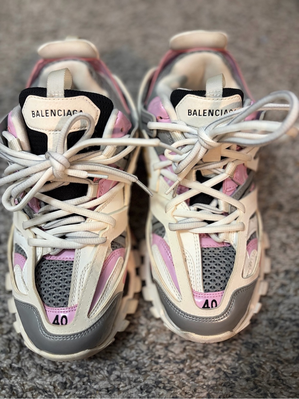 Balenciaga Cream, Pink & Gray Layered Chunky Sneakers